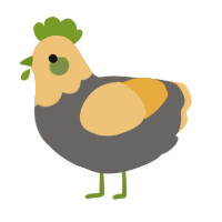 A grey and honey chicken with a head pattern