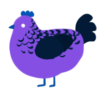 A blurple and tumblr chicken with a half-lace pattern