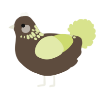 A bark and lemon chicken with a neck-speckle pattern