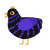 Enderman, a black and indigo chicken with a bar pattern