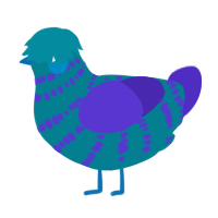 A sea and indigo chicken with a bar pattern