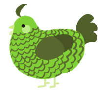 A grass and olive chicken with a lace pattern