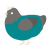 Steve, a teal and grey chicken with a head pattern