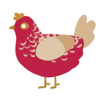 A crimson and beige chicken with a half-lace pattern