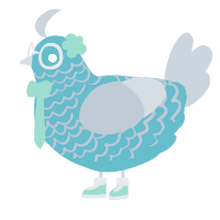 A vermilion and bark chicken with a lace pattern