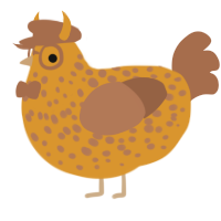 A orange and brown chicken with a speckle pattern