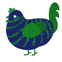 A navy and leaf chicken with a bar pattern