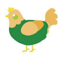 A viridian and honey chicken with a head pattern