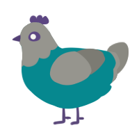 Commercial Aircraft, a teal and ash chicken with a head pattern