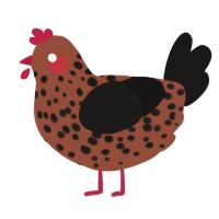 A russet and sable chicken with a speckle pattern