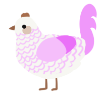 A white and lavender chicken with a lace pattern