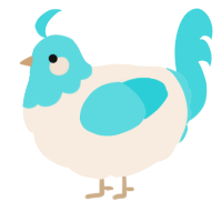 A cream and aqua chicken with a head pattern