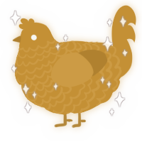 A gold chicken with a lace pattern