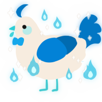 A cream and sapphire chicken