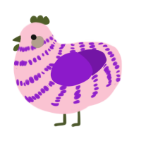 Camellia, a rose and violet chicken with a bar pattern