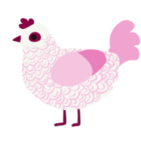 A white and pink chicken with a double-lace pattern