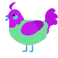 A spring and amethyst chicken with a head pattern