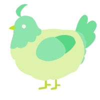 A apple and spring chicken with a head pattern