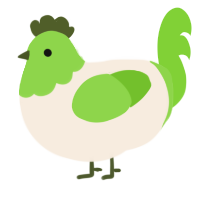 A cream and grass chicken with a head pattern