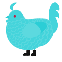 A aqua chicken with a lace pattern