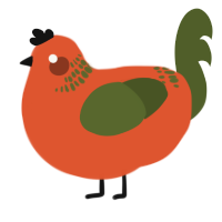 A vermilion and olive chicken with a neck-band pattern