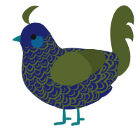 A navy and olive chicken with a double-lace pattern