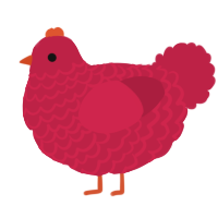 A crimson chicken with a lace pattern