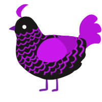A sable and amethyst chicken with a lace pattern