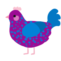 Samyaza, a white and lavender chicken with a speckle pattern