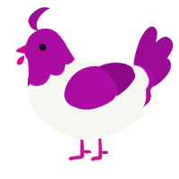 A white and plum chicken with a head pattern