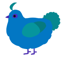 A sapphire and teal chicken