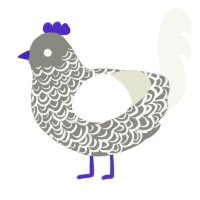 A ash and white chicken with a double-lace pattern
