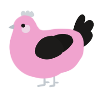 A pink and sable chicken
