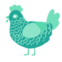 A turquoise and mint chicken with a lace pattern