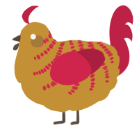 A gold and crimson chicken with a half-bar pattern
