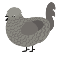 A ash and grey chicken with a lace pattern