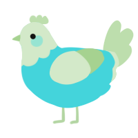 A aqua and gluppy chicken with a head pattern