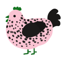 A rose and sable chicken with a speckle pattern