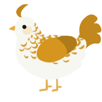 A white and ochre chicken with a half-lace pattern