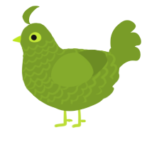 A chartreuse chicken with a lace pattern