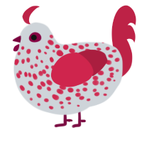 A mist and crimson chicken with a speckle pattern