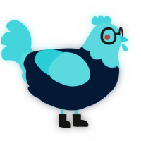 A tumblr and aqua chicken with a head pattern