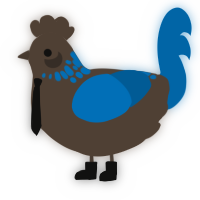 A bark and sapphire chicken with a neck-speckle pattern