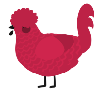 A crimson chicken with a lace pattern