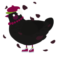 A sable and black chicken with a half-lace pattern