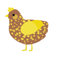 A brown and yellow chicken with a speckle pattern