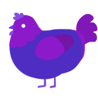 A indigo and violet chicken with a head pattern