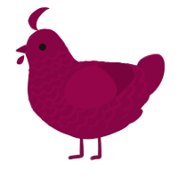 A maroon chicken with a lace pattern