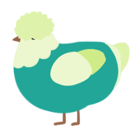 A turquoise and apple chicken with a head pattern