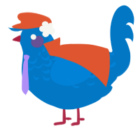 A sapphire chicken with a half-lace pattern